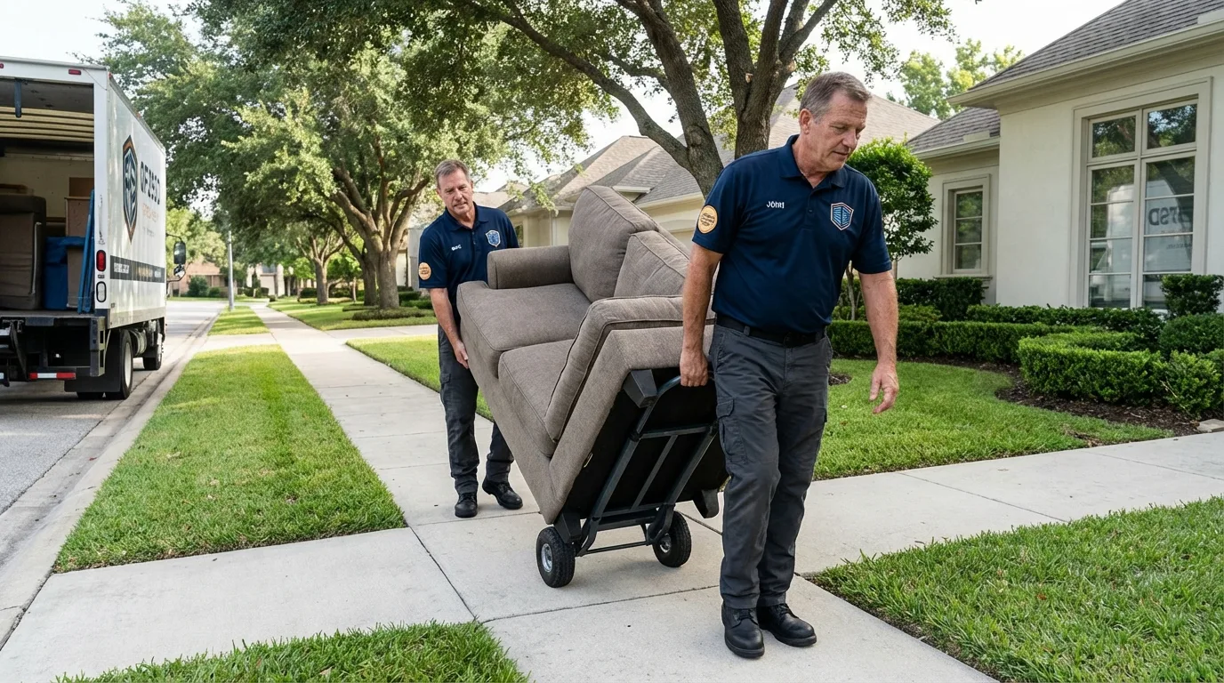 Local residential moving crew loading furniture in Framingham, MA